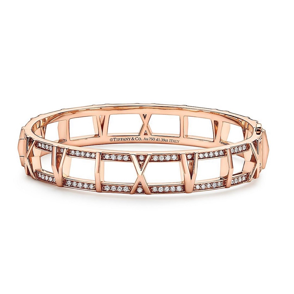 Atlas X Open Hinged Bangle in Rose Gold with Diamonds, Small ✨